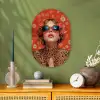 Vrouw - Kleurrijk - Dierenprint - Bloemen Wandcirkel Ovaal Forex klein -sfeer2