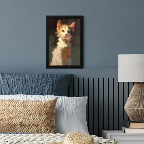 Kat - Geschilderd - Artistiek - Wit fotolijst zwart zonder passe partout klein -sfeer3