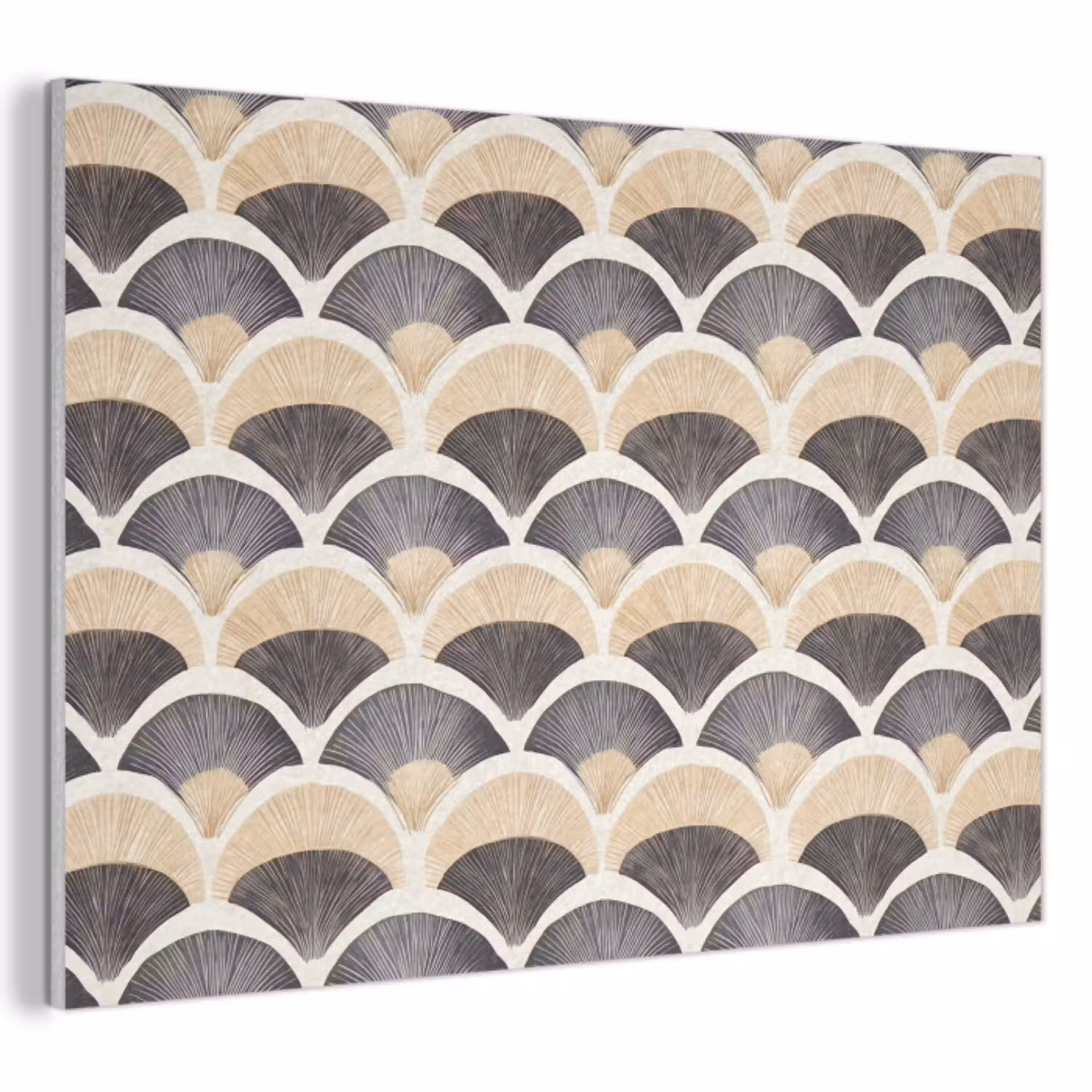 Waaier - Patroon - Zwart - Beige PET vilt klein 837 -3d