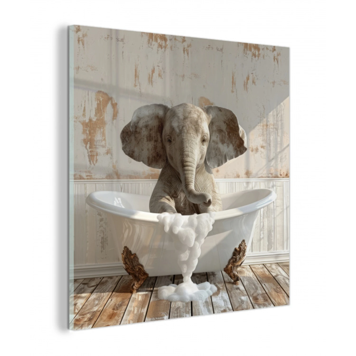 Vintage - Olifant - Badkuip - Schuim - Wilde dieren plexiglas 5mm klein -z3d