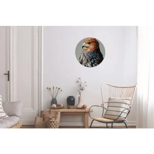 Vogel - Realistisch - Veren - Bruin Wandcirkel aluminium klein -woonkamer