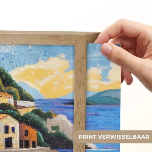 Kustdorp - Huisjes - Mozaïek - Zee Light Box met batterij (Wandlamp) middel -USP_websiteprintNL