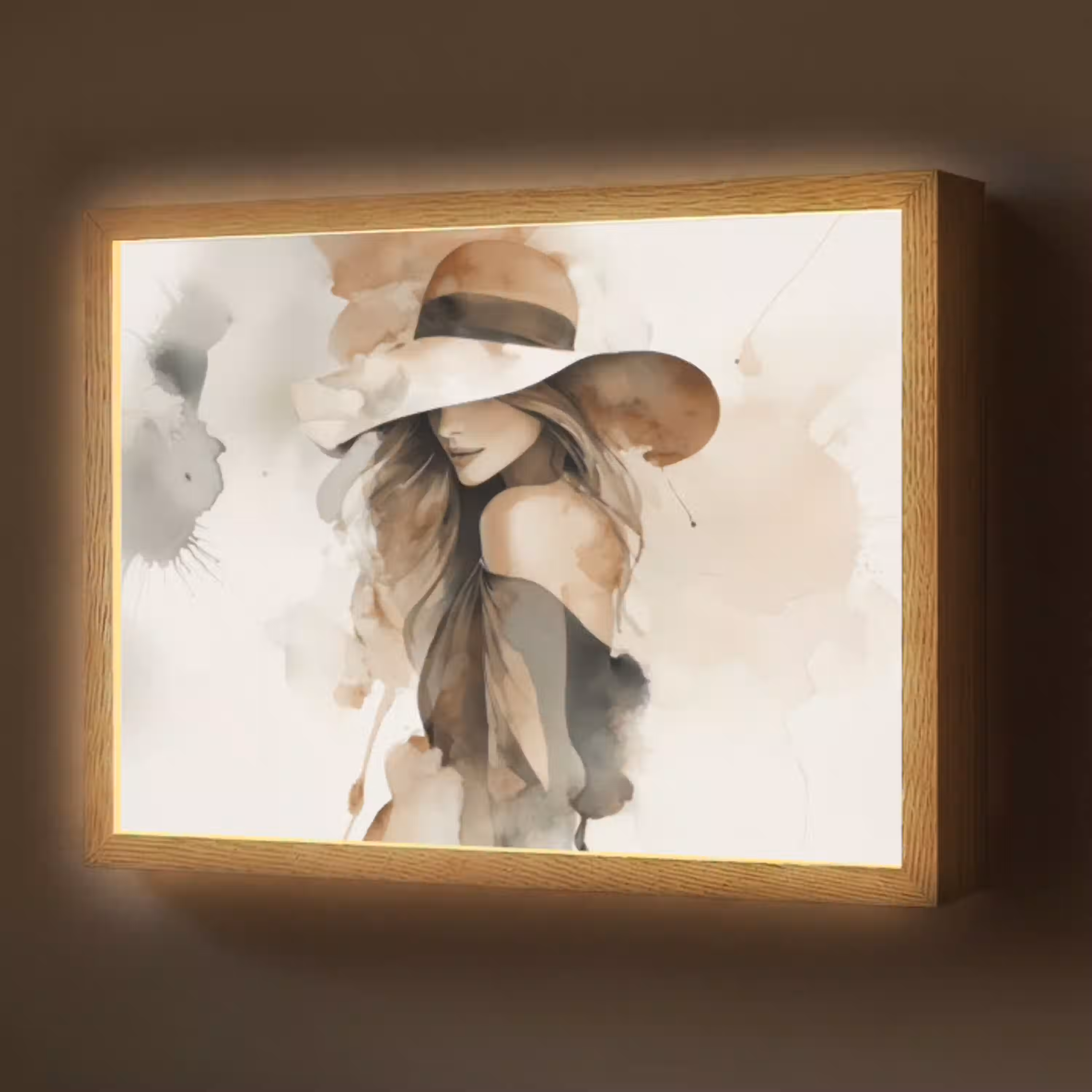 Mysterieus - Vrouw - Sepia Light Box met batterij (Wandlamp) middel -z3d_website
