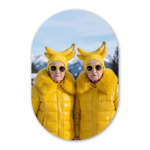 Vrouwen - Bananen - Geel Wandcirkel Ovaal Forex klein -3d