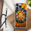 Mozaïek - Zon - Geel - Cirkel Hoesje iPhone 16 Pro Max met koord klein -sfeer4