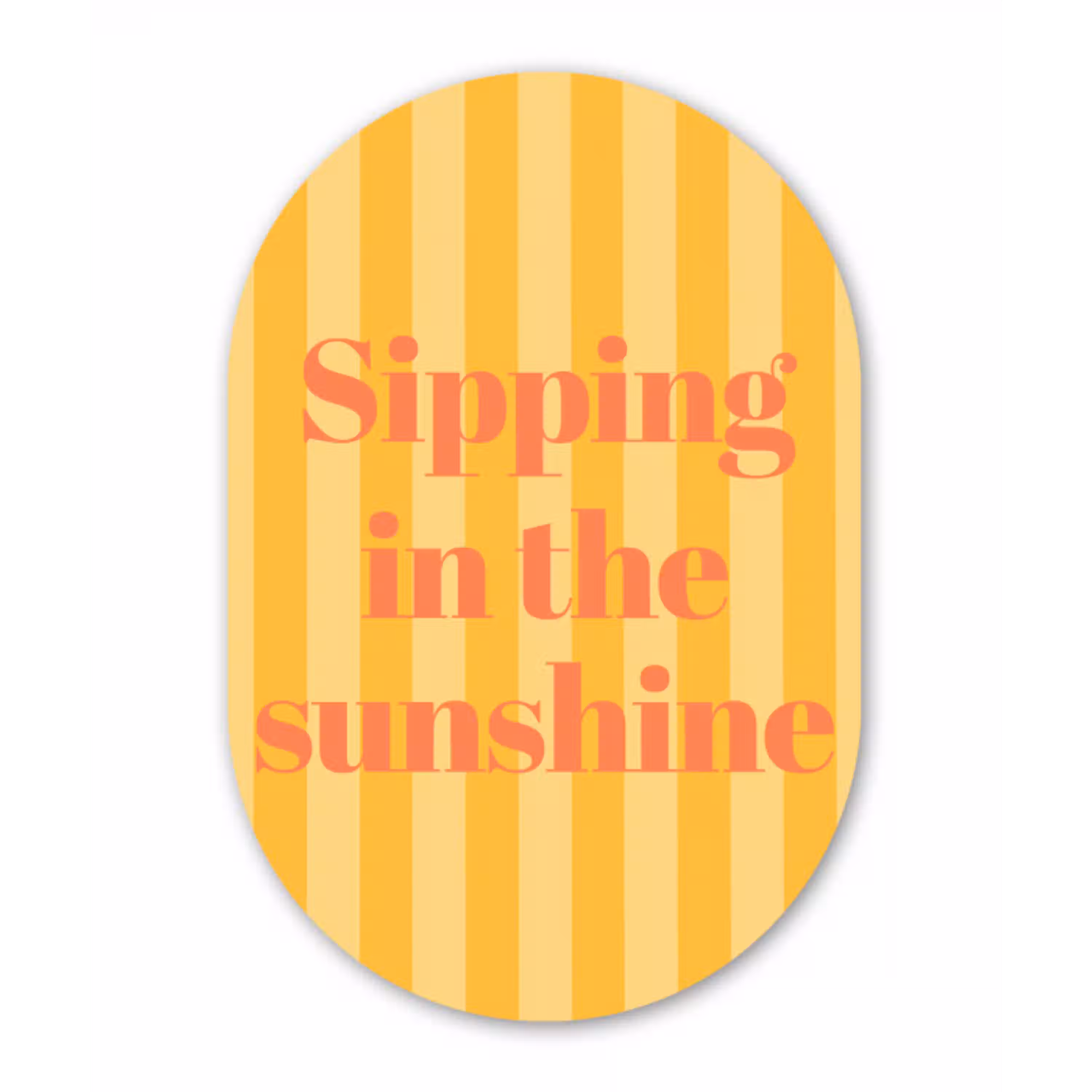 Gestreept - Geel - Sunshine - Letters Wandcirkel Ovaal Aluminium middel -3d