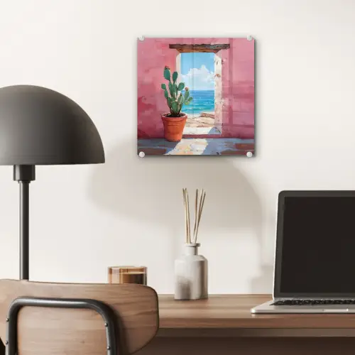 Zee - Roze - Cactus plexiglas 5mm klein -sfeer6