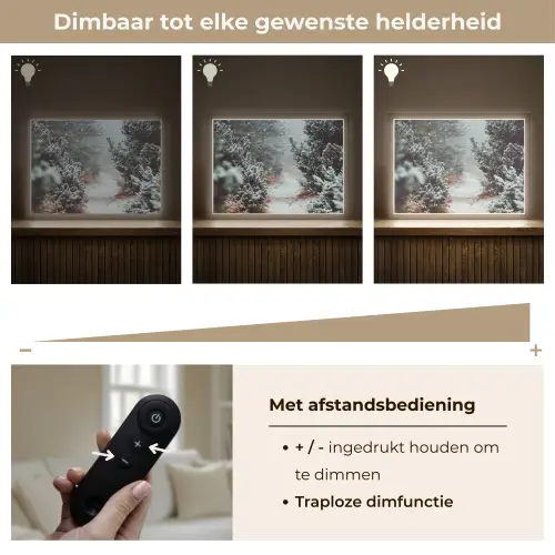 Bos - Winter - Bomen - Natuur - Pad - Sneeuw Light Box met batterij (Wandlamp) middel -USP_dimbaarNL