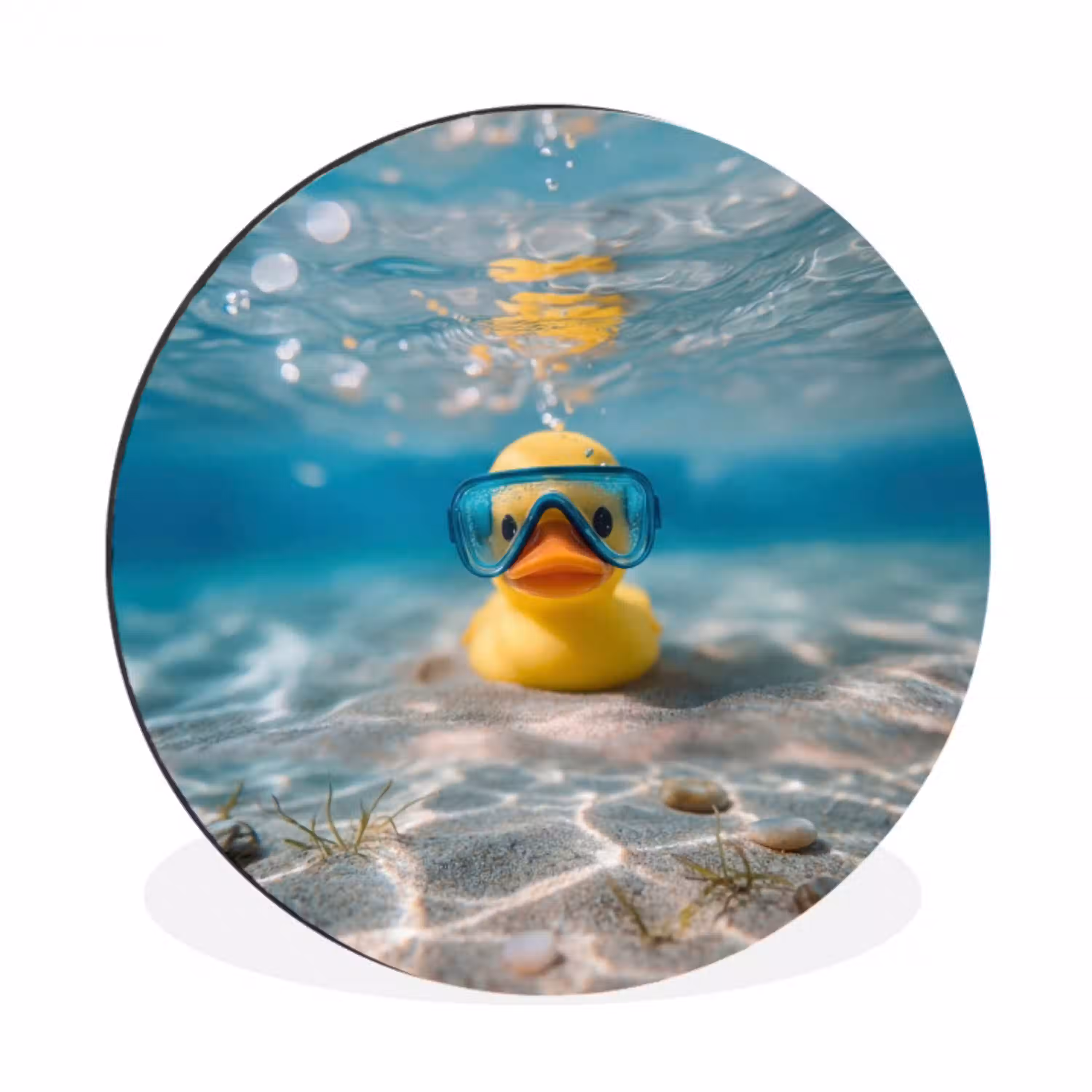 Duikbril - Eend - Water Wandcirkel aluminium klein -3d