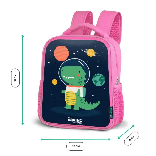Ruimte - Dino - Planeten - Sterren Kinderrugzak - Roze middel -productfoto_formaten