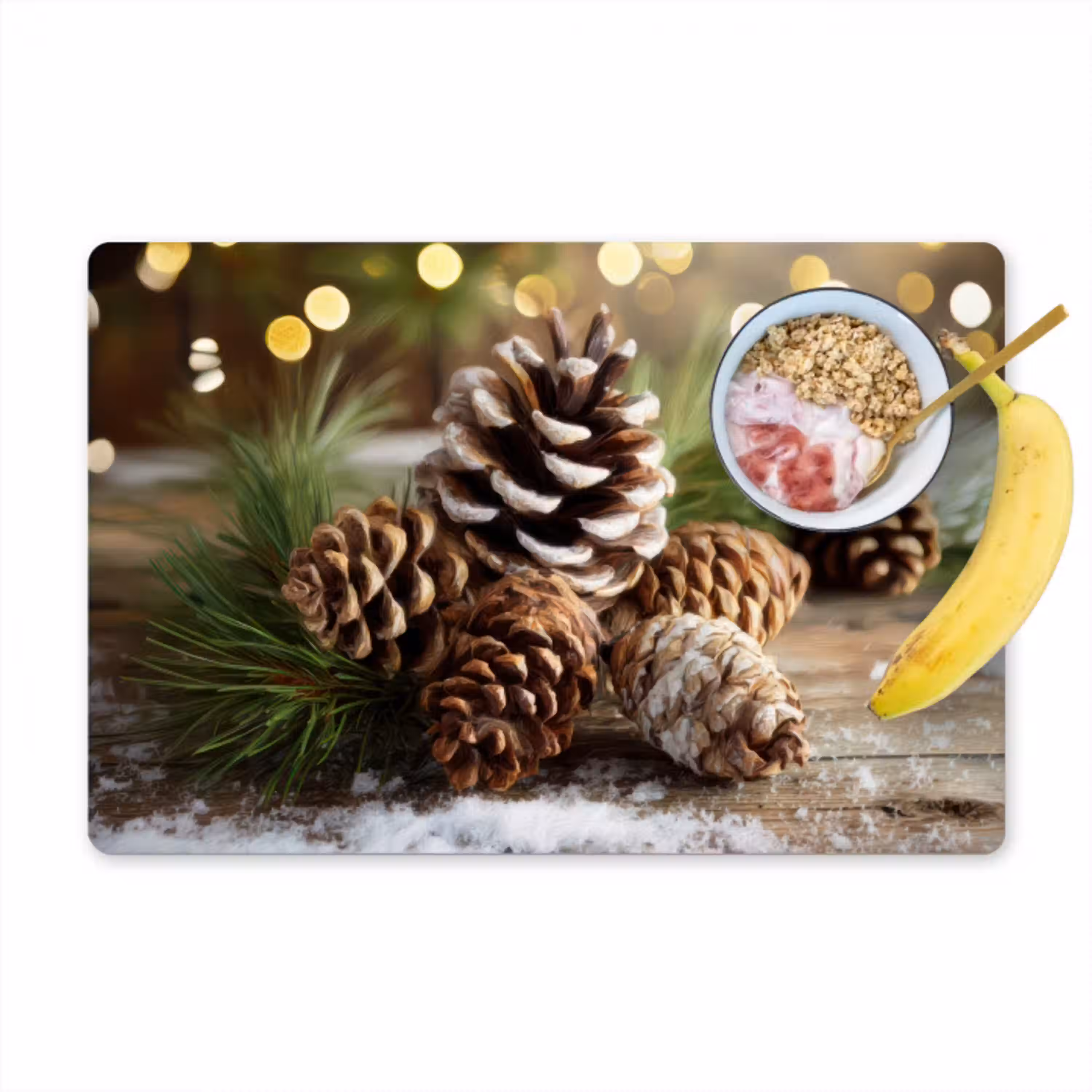 Dennenappels - Kerstsfeer - Bruin - Groen Placemat vinyl groot -zzzproduct_Kitchenyeah-website