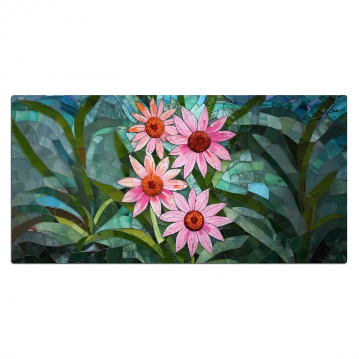 Bloemen - Roze - Glasmozaïek Muismat XXL klein -3d_leeg