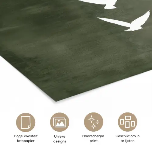 Japandi - Vogel - Groen poster papier klein -closeup_NL
