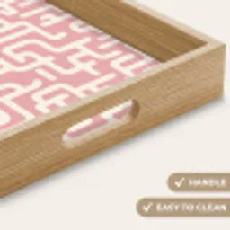Doolhofpatroon - Roze - Wit - Abstract Dienblad Rechthoek middel 911 -USP_HandgreepEN