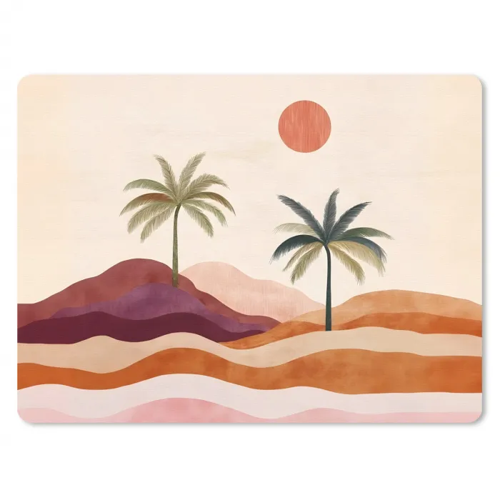 Palmbomen - Abstract - Zon - Heuvels muismat rubber klein -3d