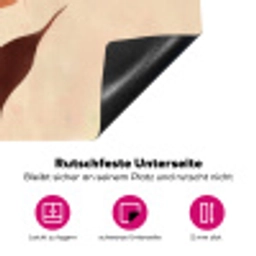 Minimalistisch - Bloem - Bladeren - Beige Inductie beschermer vinyl 3mm klein -zzzzzzz-lf-onderkant