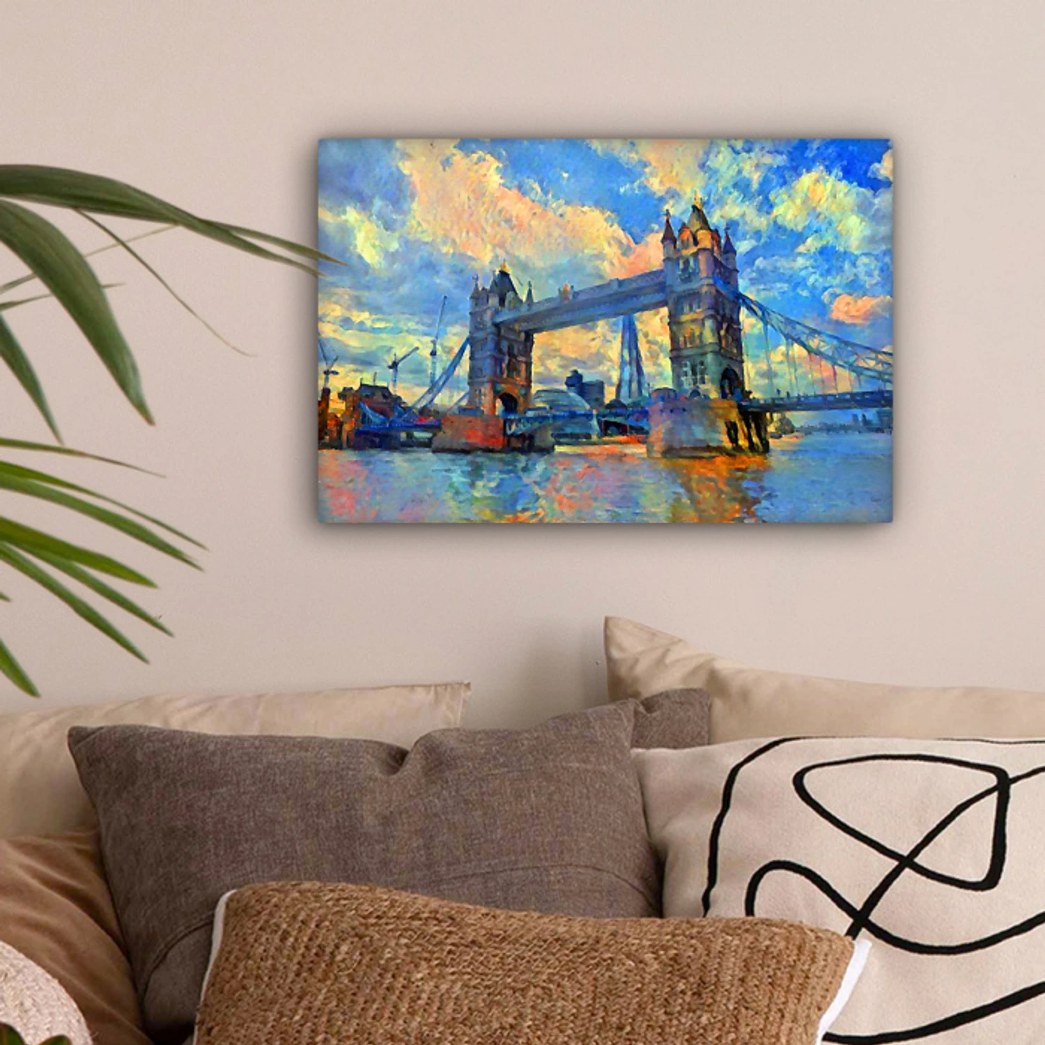 Schilderij - Londen - Brug - Olieverf canvas 2cm klein -sfeer1