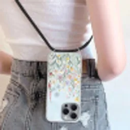Weidebloemen - Illustratie - Kleurrijk Hoesje iPhone 16 Pro Max met koord klein -sfeer5
