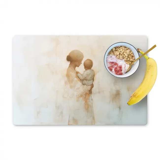 Kind - Moeder - Waterverfschilderij Placemat vinyl groot -zzzproduct_Kitchenyeah-website