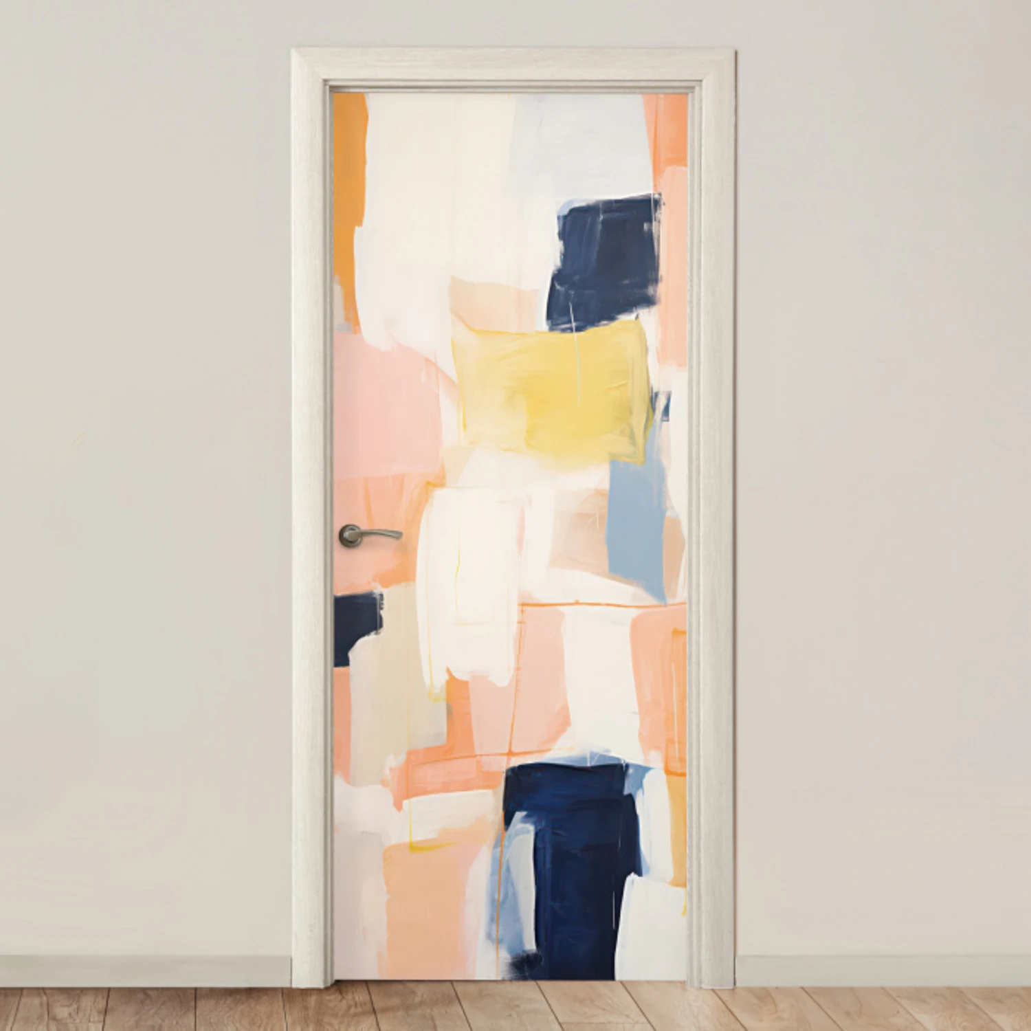 Kunst - Abstract - Roze - Pastel deurposter klein -3d_beige