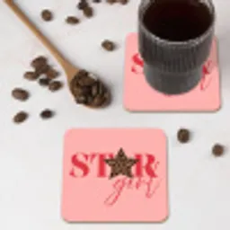 Star girl - Roze - Panter - Ster onderzetter kurk middel -sfeer2