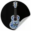 Ukelele - Delfts - Blauw - Muziek Wandcirkel behangsticker klein -3d
