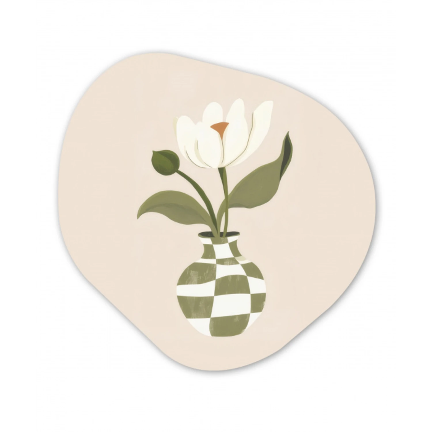 Vaas - Geruit - Bloem - Groen Wandcirkel Organisch Forex 3mm klein -3d