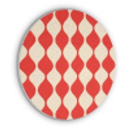 Golvend patroon - Retro - Rood - Beige Akoestische PET Vilt - Rond klein 838 -3d