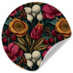 Bloemen - Patroon - Rood - Goud Wandcirkel behangsticker klein 186 -3d