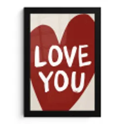 Loveyou - Hart - Rood fotolijst zwart zonder passe partout klein -3d