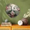Pauwen - Pauwenveren - Vogels - Bloemen - Natuur Wandcirkel Organisch Forex 3mm klein -sfeer2