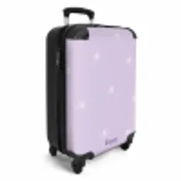 Paarse achtergrond met witte bloemen NBS - Handbagage koffer - Unisex middel -productfoto_3d