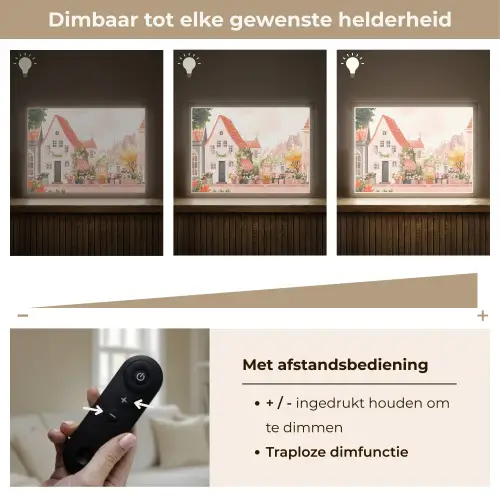 Bloemen - Huizen - Dorp Light Box met batterij (Wandlamp) middel -USP_dimbaarNL
