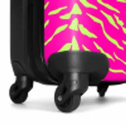 Felroze tijgerprint met limoengroene strepen NBS - Handbagage koffer - Volwassenen Unisex middel -wiel
