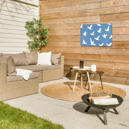 Vogels - Wit - Patroon Tuinposter op houten frame 2 cm dik klein -sfeer2