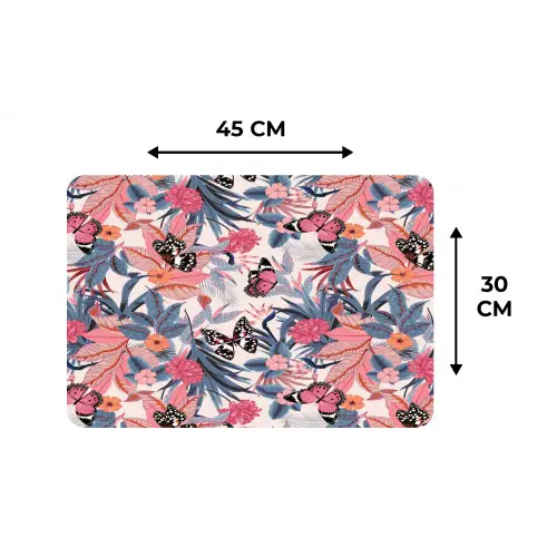 Tropisch - Zomer - Vlinder - Perzik Placemat vinyl groot 368 -specs