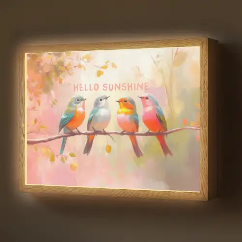 Vogels - Tak - Quote - Roze Light Box met batterij (Wandlamp) middel -z3d_website