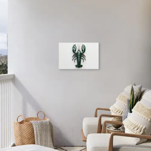 Kreeft - Glossier - Groen - Wit Tuinposter op houten frame 2 cm dik klein -sfeer1