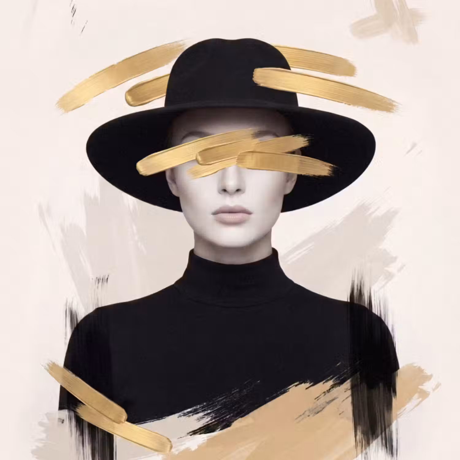 Behang - Vrouw - Portret - Modern - Goud - Kunst