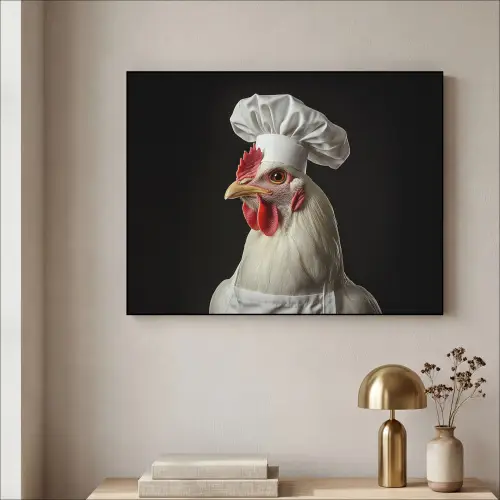 Kok - Rood - Kip Textielframe zwart klein -sfeer2