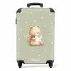 Een bruine beer die een boek leest - Groen NBS - Handbagage koffer - Kinderen Unisex middel -productfoto_recht