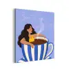 Mok - Koffie - Vrouw - Paars aluminium wit klein -3d