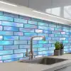 Blauw - Glans - Muur keuken achterwand 2 middel 871 -3d_schuin