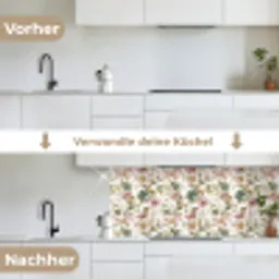 Bloemen - Patroon - Pastel keuken achterwand 2 middel 871 -voor-na_DE