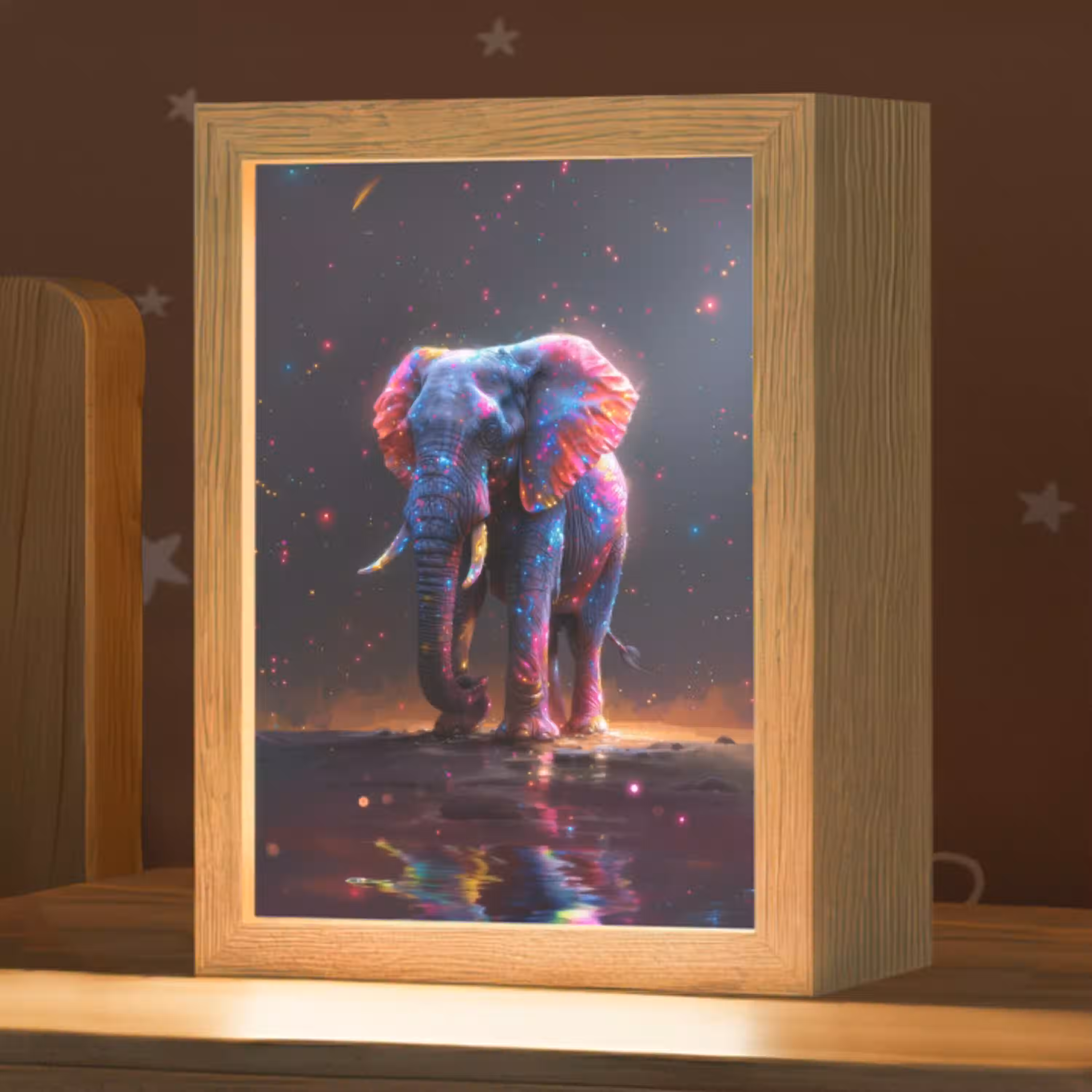 Olifant - Kleuren - Sterren - Dier Light Box met kabel klein -zzz_3d_website