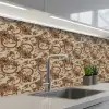 Warm - Bloemen - Groen - Rood keuken achterwand 2 middel 871 -3d_schuin