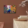 Pauw - Dieren - Schilderij - Regenboog aluminium wit klein -sfeer4