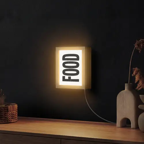 Food - Zwart - Wit - Decoratie Light Box met kabel (Wandlamp) klein -sfeer1