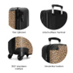 Dieren print panter bruin NBS - Handbagage koffer - Kinderen Unisex middel zzzzzzzbolletjes_NL