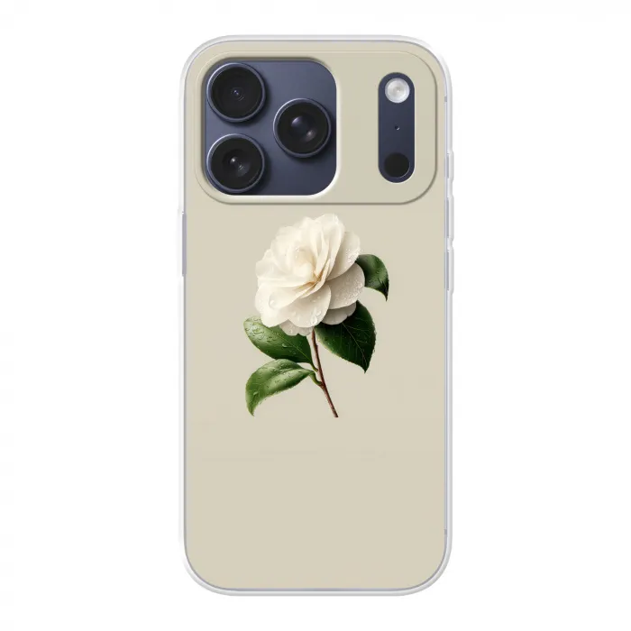 Cameliabloem - Wit - Groen Telefoonhoesje iPhone 17 Pro klein -3d